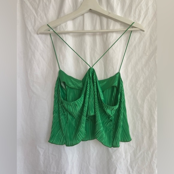 Good American Plisse Bungee Strap Crop Top in Summer Green - Size 1/2 Size S/M - Picture 9 of 13